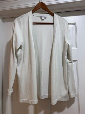 Pendleton Petite White Women's Cardigan Button Sweater Large Silk Blend